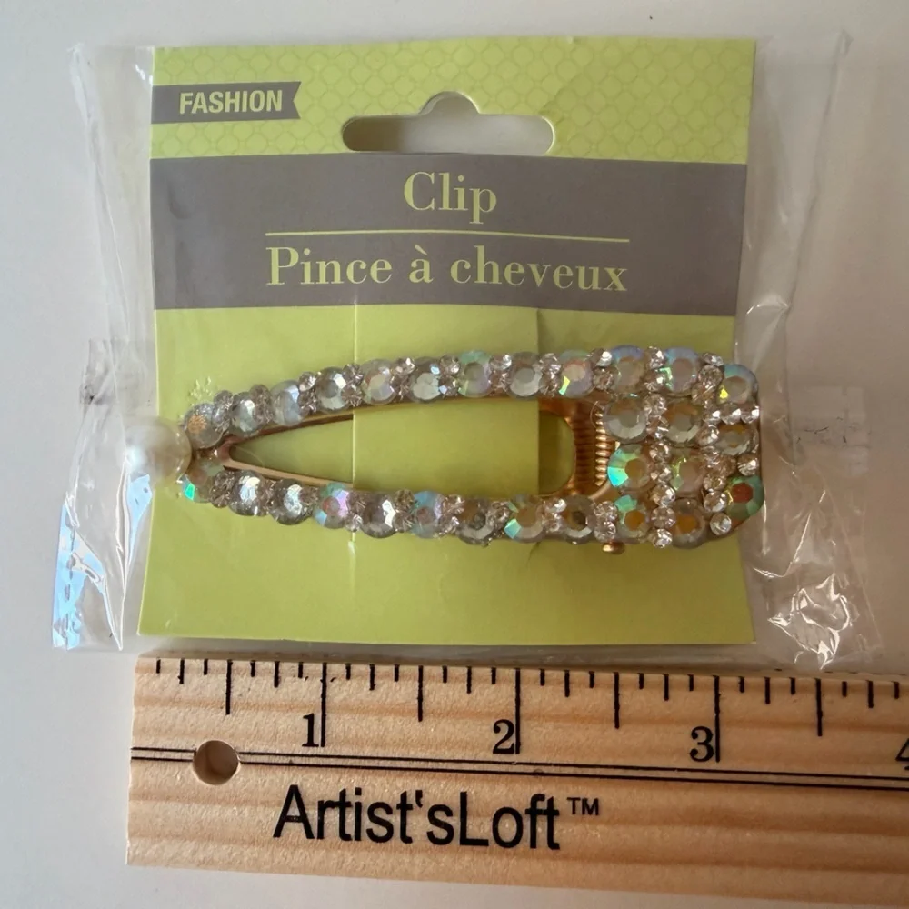 Sparkling Hair Clip Pearl Accent Elegant Romantic Accessory